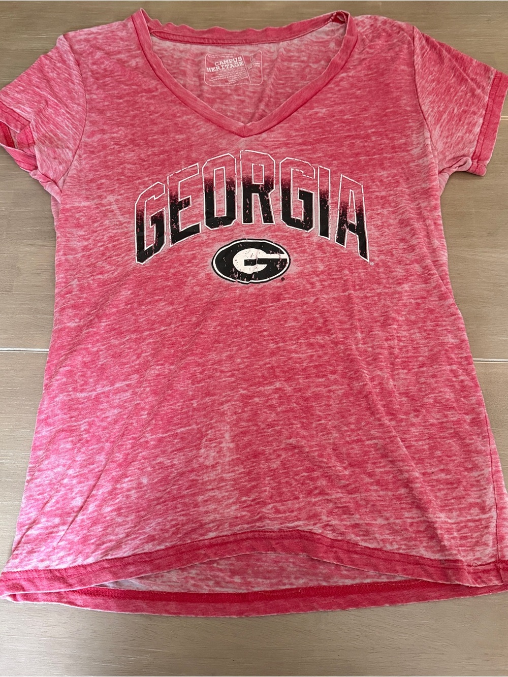 Georgia Bulldogs UGA Campus Heritage Burnout V Neck T-Shirt Women’s Large